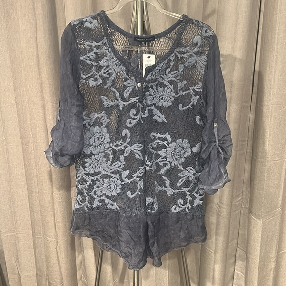 NWT Saks 5th Avenue gray blue blouse Tunic style - Picture 3 of 7